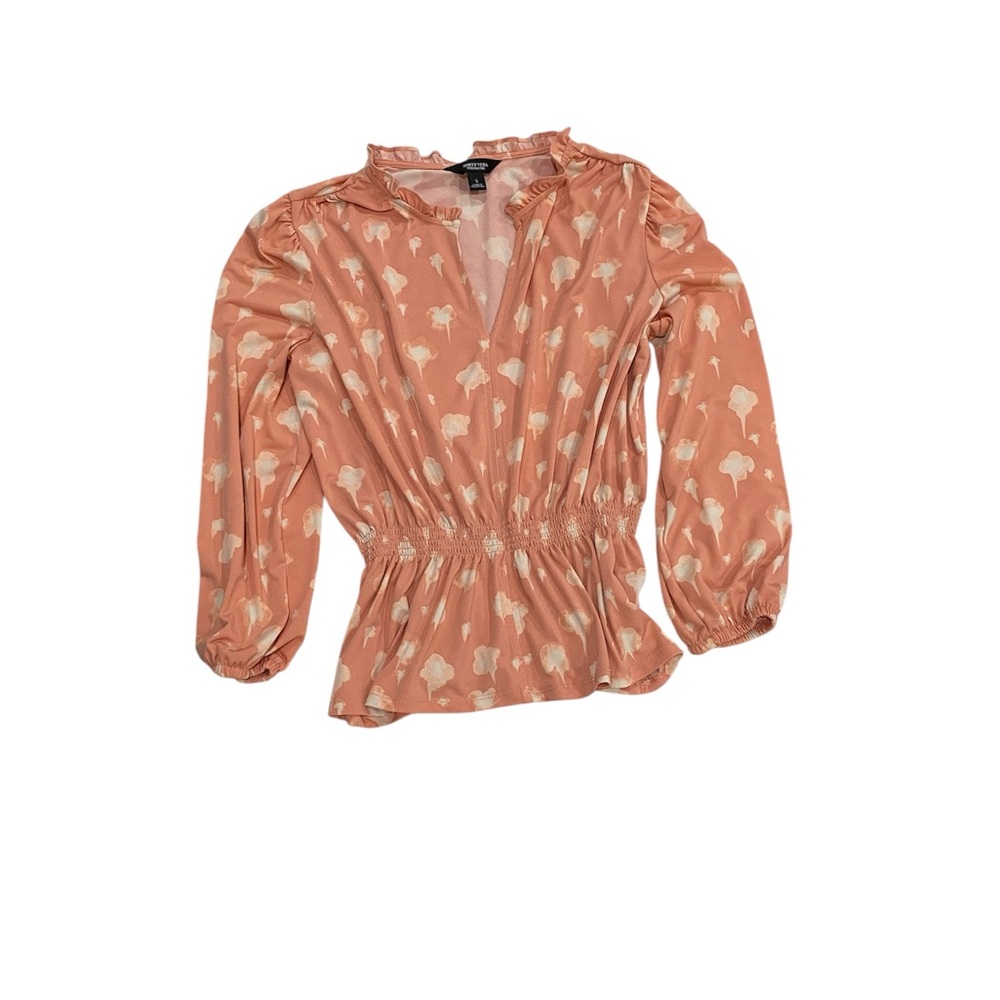 Simply Vera Wang Woman’s Peach Blouse with Leaf Pattern Small